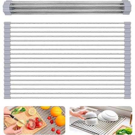 Rullattava astiankuivausteline, keittiön tiskialtaan yläpuolinen astiankuivausteline, kokoontaitettava monikäyttöinen astiankuivausteline, liukumaton 