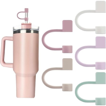 5-pack Silikonlock för Sugrör, - Dammtäta Sugrörslock för 40 oz Glas och Vattenflaskor