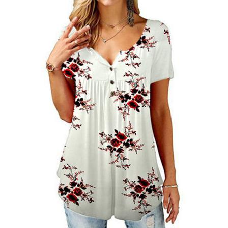 Printed T-shirt Dam Sommar Rundhalsad Kortärmad Blus