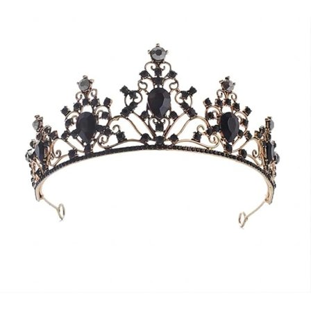 Tiara Krone til Kvinder, Sort Tiara Legering Rhinestone Vintage Krone til Halloween Festkjole Prinsesse Krone Halloween Ball Tiara