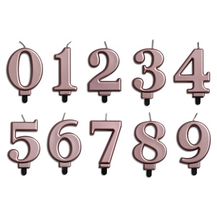 Kakkukynttilä Numero Metallic Ruusukulta