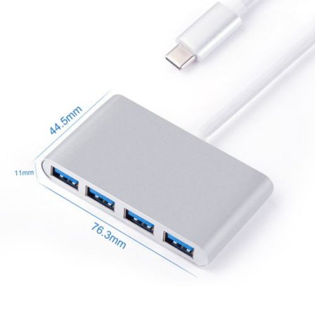 Multiport USB 3.1 Typ C till USB 3.0 4 Port Hub Adapter USB-C Alu