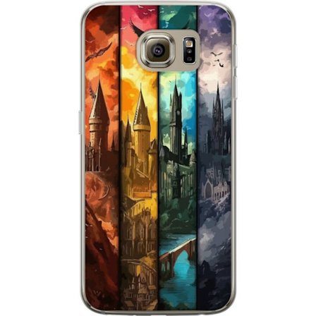Yhteensopiva Puhelinkuori Samsung Samsung Galaxy S6 Neljä taianomaista linnaa eri elementtiväreissä, eeppinen fantasiataide tulen veden ilman ja pi