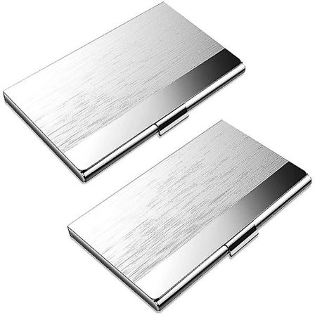 2 Pak Businesskort Holder, Rustfrit Stål Beskyttelsesetui Til Id Kreditkort