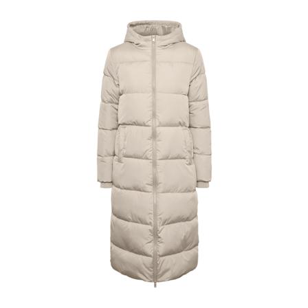 Pieces, Pcbee NEW Ultra Long Puffer Jacket : Beige, Dames, Maat:L