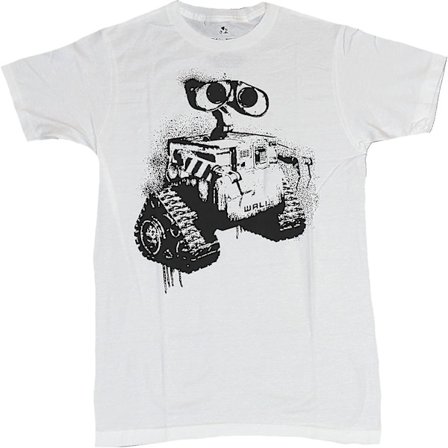 Pixar Wall E Herr T-shirt - Wall-e Dripping Black Stenciled Image