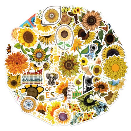Solsikke-klistermærker | 50-pak | Søde, vandtætte, æstetiske, trendy klistermærker