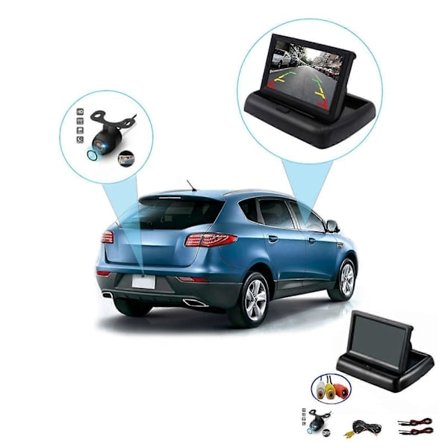 Bilmonitor 4,3 tum Backkamera Monitor Vikbar Färg Tft Lcd 4,3 tum Hd-skärm för Bilbackning[PL]