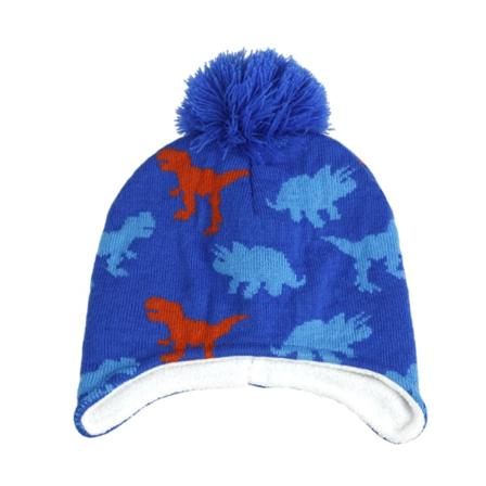 Mössa för barn Pom-pom Kint Hattar Mysig foder Vinter Döskalle Cap Blue 3-8 Years