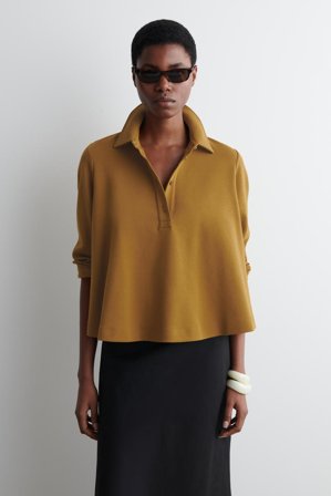 COS Femme Polo Évasé En Jersey De Coton in Jaune