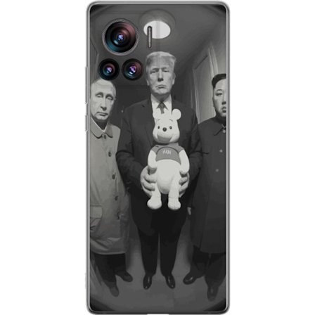 Kompatibel Mobilcover til Motorola Motorola Edge 30 Ultra Sort-hvid kunstbillede med surrealistisk politisk symbolik og uventet kontrast, provokerende