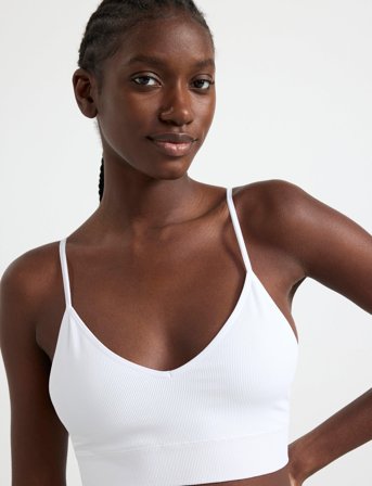 Lindex Bra Seamless Rib Top - White - XS