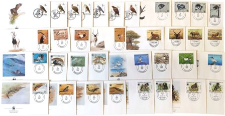 WWF - Pakke med 35 forskellige FDC'er