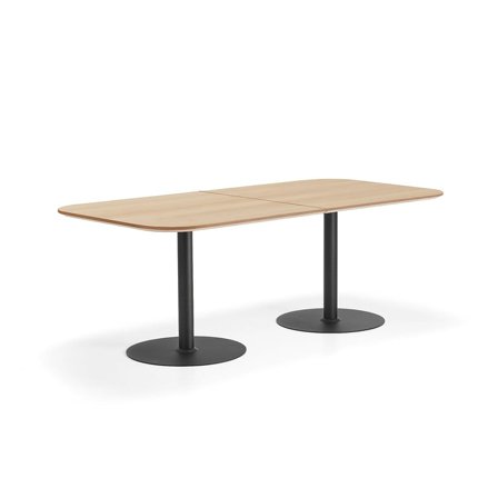 Bord METRIC, rundade hörn, 2000x1000x720 mm, svart/ek