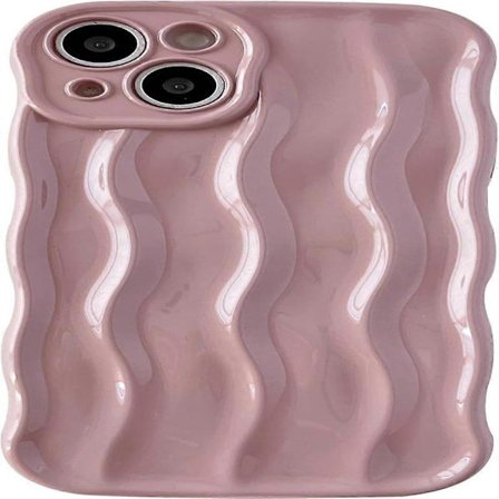 Vandbølgemønster Krøllet Bølge Ramme Blød Kompatibel med iPhone Skal (Pink, iPhone 13 Pro)