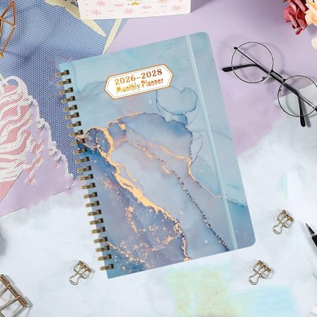 2026–2028 A5 Veckoplanerare, Engelsk Spiral Schemabok, 3-års Produktivitetsanteckningsbok