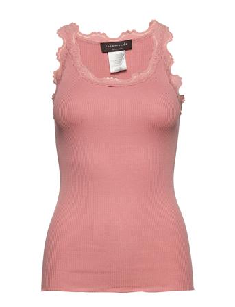 Silk Top W/ Lace T-shirts & Tops Sleeveless Vaaleanpunainen Rosemunde