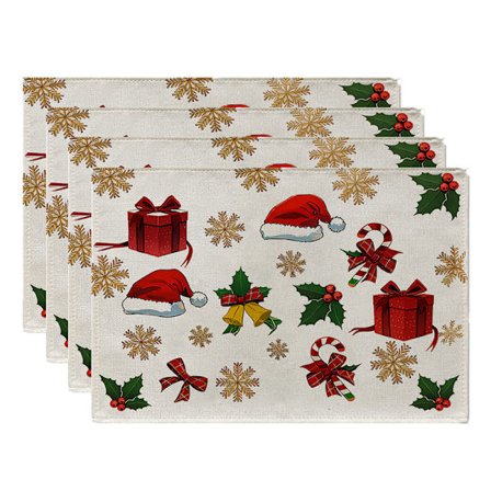 Dekorative borddækkeservietter Juleborddækkeservietter Sæt med 4 Ahornblad Borddækkeservietter kompatible Spisestue 45 x 32 cm Sæsonbestemt Vinter 