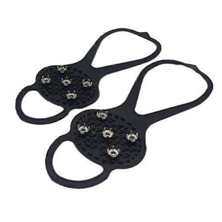 Skoovertræk med skridsikker belægning, fem-tandede stegjern, udendørs vinter pigge til sko på is og sne, 2-delt sæt