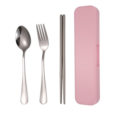 4 Set Rostfritt Stål Bestick Set Sked Gaffel Ätpinnar Set Metall Rese Bestick Set Lunchlåda Bestick Set Camping Bestick