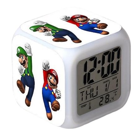 Wekity Anime Cartoon Vekkerklokke One Piece LED Kvadratklokke Digital Vekkerklokke med Tid, Temperatur, Alarm, Dato