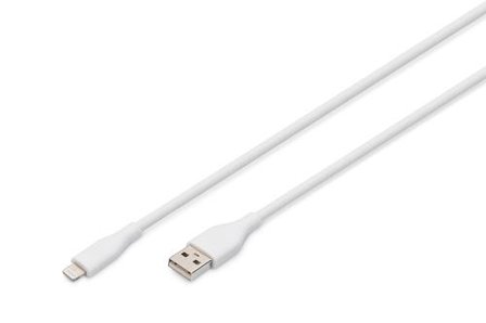 Digitus USB Silicone charging cable USB-A - Lightning 1m USB 2.0 12W white