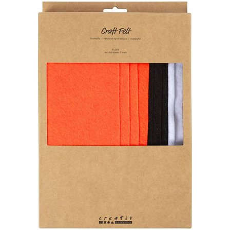 Creativ Company Feutrine synthétique A4 paquet de 10 couleurs Halloween