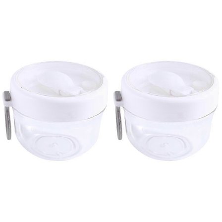 Overnight Havrebehållare med Lock och Skedar 2ST, 590ml Portabla Plast Yoghurtburkar, Läcksäkra Des