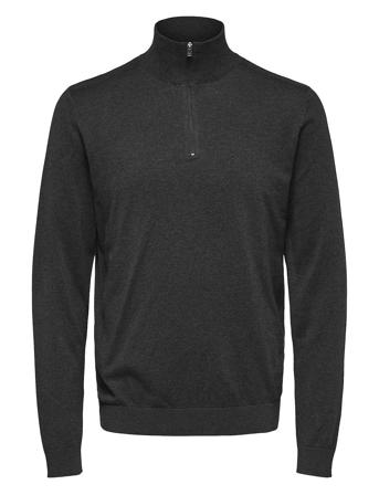 Slhberg Half Zip Cardigan Noos Tops Knitwear Half Zip Jumpers Grey Selected Homme