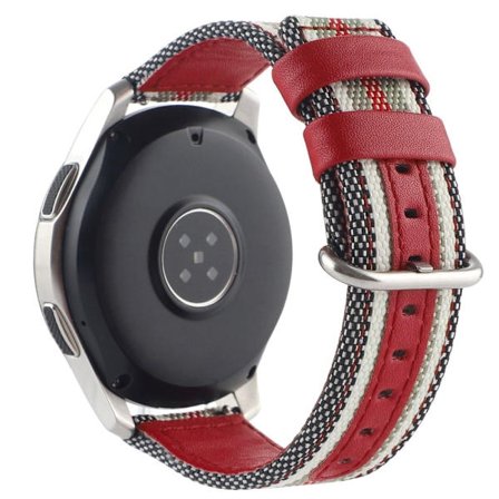 Samsung Galaxy Watch 5 / 5 Pro rutigt läderarmband i nylonstil - Svart / Röd Rand