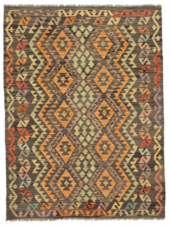 Orientalsk Kelim Afghan Old Style Teppe 147X198 Brun/Svart Ull, Afghanistan
