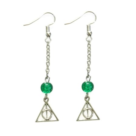 Earrings - Slytherin - Deathly Hallows - Harry Potter - Green- Chain