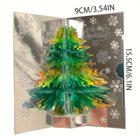 3D Glitter Juletræ Pop-Up Kort - Glædelig Jul Hilseneffekt til Jule- & Nytårsgaver, Alsidig Anvendelse 3D Christmas Tree