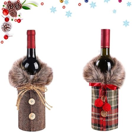 Jultomte Vinflaskfodral, 2 st Jultomte Vinflaskfodral, Juldekorationspåsar för Flaskor, Julvingåvor, för att Klä Upp Vin
