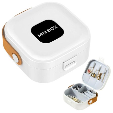 Reise Mini Smykkeskrin, Oppbevaringsboks for Forbruksdeler, Oppbevaringsboks, Gaveeske, Jenter Kvinner (Hvit)