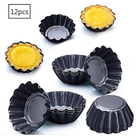 12 stk Tartlets Former Tartlet Ramekins 6,5 cm Mini Tart Pan (svart)
