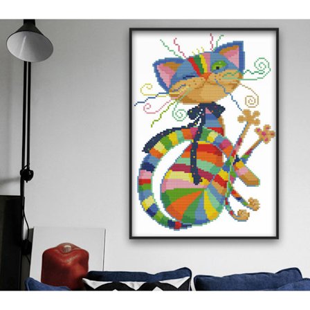 Farverig ræv broderi kit (11CT miljøvenlig bomuldsgarn 3