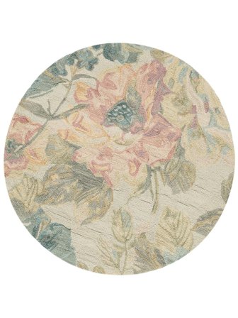 Kukkakuvioinen Bloom Matot - Beige/Monivärinen Ø 200
