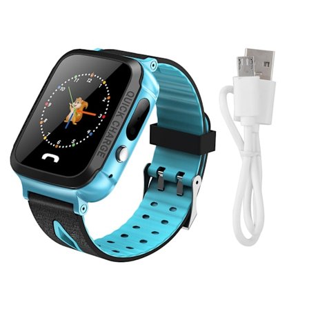 Barn GPS Posisjonering Smart 1.44'' Berøringsskjerm Vanntett Kamera Telefonklokke (Blå)