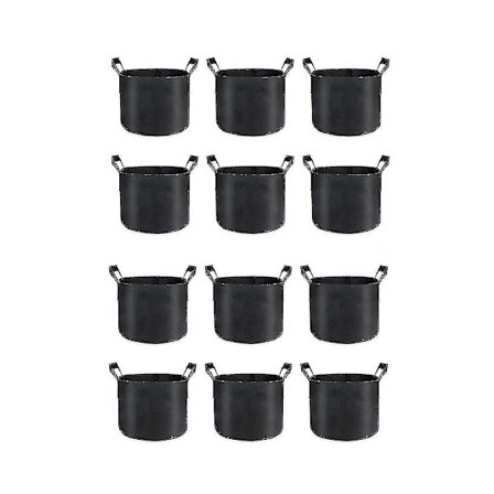 12-pak Grow Bags 5 Gallon, Tykke Stoffplanterposer For Grønnsaker, Robuste Håndtak & Forsterket S