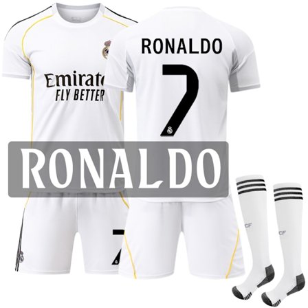 25-26 Real Madrid Hjemmedrakt Barn Fotballdrakt Kit Nr 7 Cristiano Ronaldo