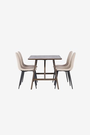 Venture Home - Matgrupp Kaseindon med 4st stolar Polar - Brun - Matgrupper - Från Homeroom