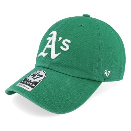 47 Brand - MLB Grön unconstructed Keps - Oakland Athletics Clean Up Kelly Dad Cap @ Hatstore