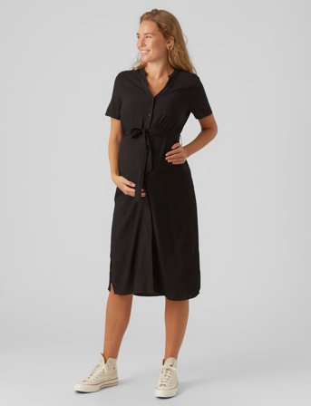 Vero Moda Maternity Vmmvica S/S Shirt Dress Ga Noos - Black - XS