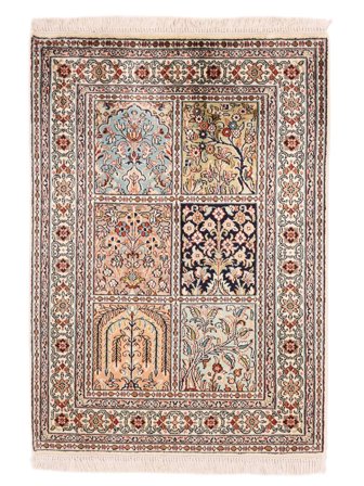Kaschmir Reine Seide Teppich Orientalischer Braun/Beige (Seide, Indien)