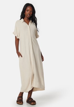 Object Collectors Item - Objsanne Tiana S/S Dress - Sandshell - Kläder - - Bubbleroom