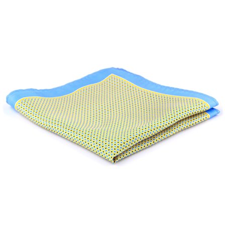 Batistă de buzunar din mătase galben și albastru pentru bărbați - Batiste de buzunar cu imprimeu