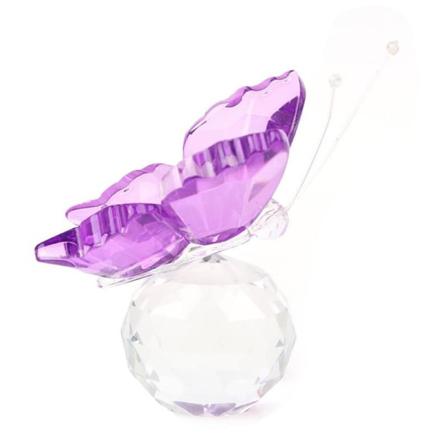 Crystal Butterfly Figurine Glass Miniature Purppura Purple