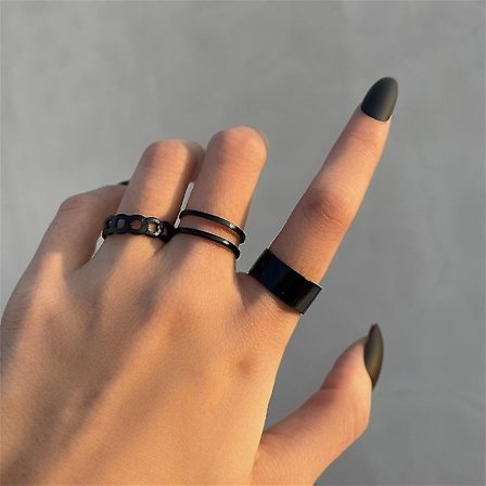 7 st Fashion Smycken Ringar Set Metall Ihålig Rund Öppning Kvinnor Finger Ring För Flicka Dam Fest Bröllop Gåvor Stil-9