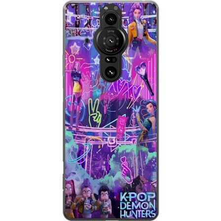 Sony Xperia Pro-I Genomskinligt Skal Kpop Demon Hunters Neon City Lights Purple Glow Idol Energy Vibes